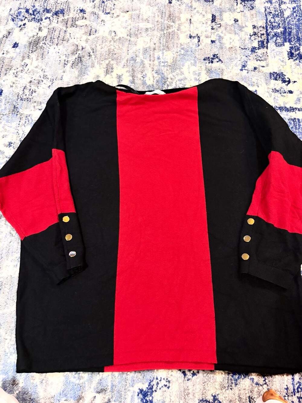 Rafiana Sweater Size L Red Black Color Block